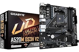 GIGABYTE Carte mère A520M DS3H V2 - Prend en charge les processeurs AMD Ryzen série 5000 AM4, jusqu'à 4733 MHz DDR4 (OC), PCIe 3.0 x16, LAN GbE, USB 3.2 Gen 1