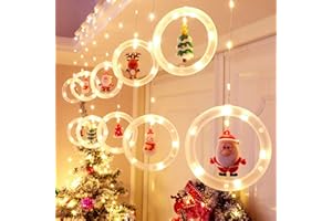 BLOOMWIN Guirnaldas Cortina Luces con 10pcs Adornos Navideños 3m Control Remoto 8 Modos 160 LED USB Colgante 3D Cadena de Luces para Árbol de Navidad para Balcón, Ventana, Escaparate, Boda, Fiesta