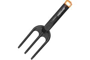 ‎FISKARS Fiskars Pflanzgabel mit 3 Zinken, Länge: 26 cm, Glasfaserverstärkter Kunststoff, Schwarz/Orange, Solid, 1000696