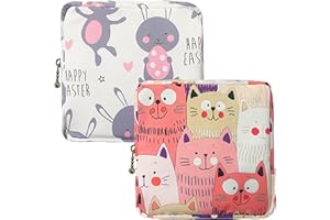REEKNOKOL 2 soportes para toallas sanitarias, bolsa de período, bolsa de almacenamiento de servilletas sanitarias, bolsa sanitaria con cremallera, bolsa portátil para pantyliners para mujeres y niñas