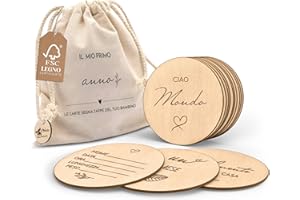 Mikito Milestone baby cards neonato in ITALIANO 30 Momenti Speciali del primo anno (primo dentino, prime parole) Cartoline traguardo bambino, idee regalo baby shower, Regalo nascita e battesimo