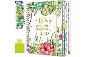 NEYSA Agenda 2025 Semainier Spirale de Janvier à Décembre 2025 (12 mois) A5 Agenda Scolaire Avec boucle de stylo,Règle Signet & Autocollants de plan (Vert gazon)