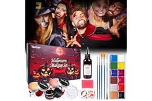 Taricor Maquillaje Halloween Makeup, Kit Maquillaje Halloween Profesional, sangre falsa halloween maquillaje blanco y negro, Pinturas Corporales Para Cicatrices para Teatral Carnaval Fiesta Cosplay