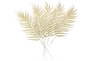 TOYANDONA 5 Unids Navidad Hojas Artificiales Selecciones Brillo Navidad Ramas de Pino Agujas Tallo para Decoración Navideña Manualidades Guirnalda Guirnalda Árbol Dorado