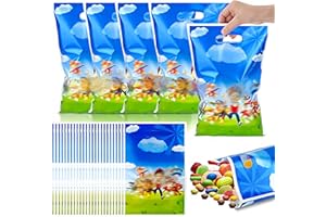 BGTLJKD Sacs Cadeaux, 50 Pièces Sacs Anniversaire Enfant, Sachets Anniversaire Garcon et Filles, Sacs de Cadeau Pochette Bonbon Anniversaire pour Enfants Fête D'anniversaire