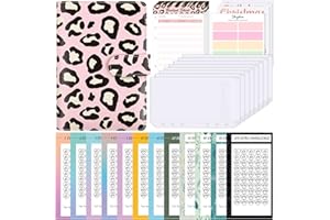 SKYDUE Raccoglitore Ad Anelli A6 Per Risparmi, Raccoglitore Di Bilancio, Challenge Del Risparmio, Budget Binder, Agenda Con Buste Porta Soldi(Rosa Maculata)
