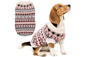 Hjumarayan Dog Jumper - Boho Dog Jumpers Small Medium Large, Knitted Christmas Sweater with Harness Hole, Thick Warm Winter Clothes for French Bulldog, Cocker Spaniel, Red L
