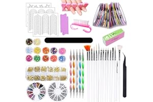 HEPAZ Kit de Decoración de Uñas, Nail Art Design Kit Set,Kit de Diseño de Arte de Uña, Pincel Uñas Suministros de uñas, Accesorios para Uñas Decoración Uñas Kit Uñas Art