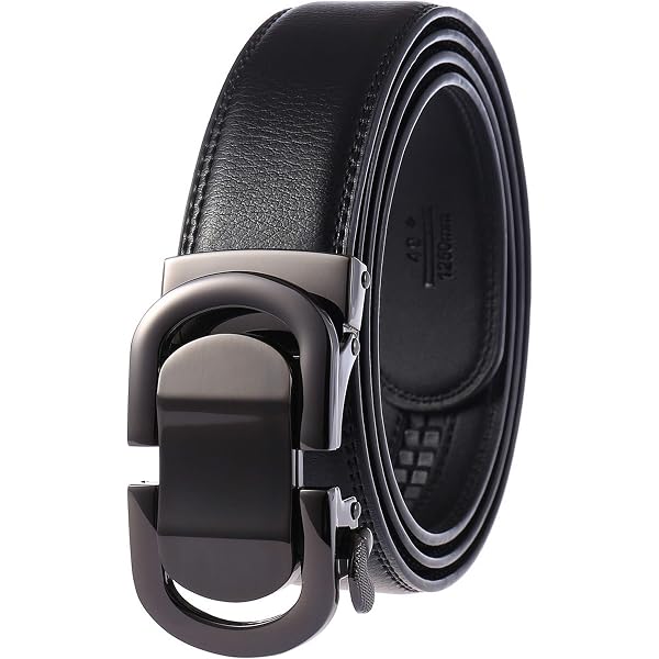 Marino Men's Ratchet Dress Belt - Genuine Leather, Automatic Buckle, Custom Fit Up To 44 Waist, Gunblack/Silver