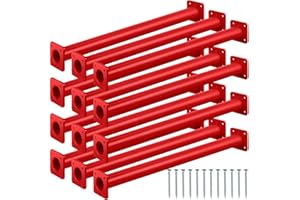 Dunzy 12 PCS Steel Monkey Bars Monkey Bar Rods Ladder Rungs Hardware Kit Monkey Bar with Screws for Backyard Playground Mounting Plates and Powder Coating (Red,16.5 Inch)