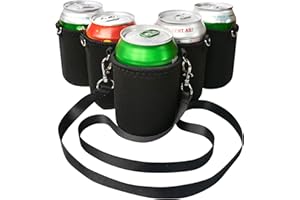 BeerHolder - 5er Set Dosenhalter für Den Hals, Dosenhalterung inkl. Halstrageband, Glashalter, Flaschenhalter (Lanyard) (5 Stück) - Schwarz