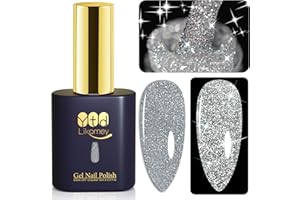 YTD Likomey Smalto Semipermanente per Unghie in gel,15ml Argento Glitterato Riflettente Glitter Colori Smalti Semipermanenti,Olografico Brillante Gel UV Nail Gel,SZ003