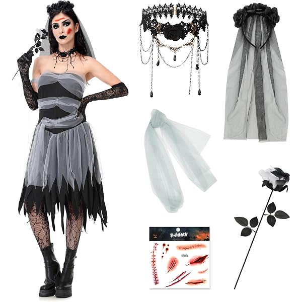 Halloween Kostüm Geisterbraut – Schwarzes Kleid Mit Kapuze Für Gruseleffekte
