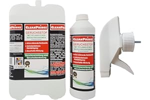 5,5 Liter Kanister GERUCHSSTOP MIT MIKROORGANISMEN 5.500 ml von CleanPrince. Speziell geeignet zur Vernichtung von Gerüchen durch Heizöl, Milch, Abfall, Urin, Schweiß in Schuhen oder Textilien, Gerüchen aus Faulgruben sowie von Erbrochenem. CleanPrince GERUCHSSTOP neutralisiert auf Basis von Enzymkomplexen üble Gerüche von saurer Milch, Tiergerüche, Heizölgerüche, Gerüche von Erbrochenem, Uringerüche und sonstige Störgerüche.