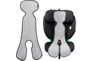 HECKBO Housse de siège été enfant – Coussin respirant anti-transpiration pour siège auto & poussette – Convient au groupe 1 (3 & 5 points) – Coussin pour filles & garçons – Gris