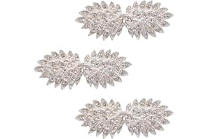 CRAFFANCY Chiusura a Mantello, 3 Paia di Clip in Argento con Strass Vintage Mantello da Cucire su Ganci e Occhielli Fermagli per Cardigan per Abbigliamento Maglione Scialle