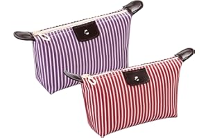 Larlary Kosmetyczka (2 szt.), przenośna kosmetyczka, czerwony i fioletowy