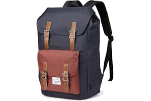 VASCHY Zaino Uomo, Zaino Università Vintage Zaino Donna Zaino Scuola Superiore Zaino da Viaggio Casual Zaino Porta PC 15.6 Pollici Zaino Mare Zainetto Uomo Pelle Trekking Campeggio Regalo di Natale