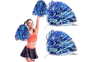 UIRHEURD Pompones,Pompones de Animadora,Pompones de Papel de Metal ,Pompones de Animadora con Asas Adecuado para Animaciones Deportivas, Vestidos de Noche de Baile, Bailes de Fiesta (Azul)