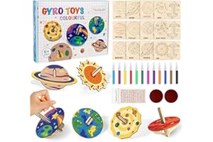 YAOZUP Toupies Jouets en Bois, 27 PCS DIY Loisirs Créatifs Activites, Gyroscope Planétaire, Kit de Bricolage en Bois, Idée Anniversaire Enfant, Jouet Créatif Cadeau Enfant Garçon 5+ Ans