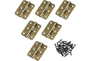 JJWNMLL 6 pcs Retro Door Hinges 2 inch Folding Butt Hinges Thickened Timber Door Hinge with 38 PCS Antique Hinge Screws for Home Furniture Hardware Cabinet Closet Drawer Wood Box (Ancient Bronze)
