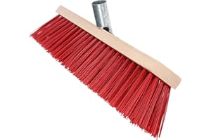 EASY PEASY MATE Cabezal de escoba resistente con cerdas rígidas de PVC de 40 cm, cepillo de cerdas duras para escoba de jardín al aire libre, cepillo de barrido para exteriores con soporte de mango de escoba
