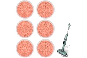 Sgizoku S6002UK Steam Mop Pads Compatible with Shark Steam Mop Cover Replacement,Heavy Scrub Pad,Reusable Steam & Scrub Cleaning Pads,Super Friction Orange Velvet+ Nylon Yarn Pads 6PCS