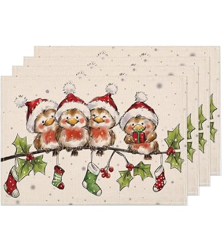 Platzset Weihnachten, Leinen Tischsets Platzdeckchen, Tischläufer