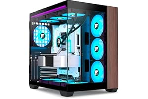FOIFKIN M9 PC Case - Wood Walnut Front Panel, Pre-Installed 3 PWM ARGB Fan, ATX Mid-Tower Gaming PC Case, 270° Panoramic Glass with Type-C (Black, M9)