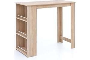 FineBuy Bartisch 120 x 60 cm Stehtisch Holz Küchenbartisch | Bartresen mit integriertem Regal | Tresentisch mit Bar | Tresen Küchen Tisch