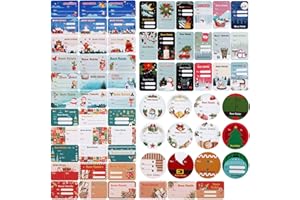Kesote Adesivi Natalizi Italiane 132 Pezzi Etichette Adesive Personalizzati Natalizie per Pacchetti Etichette Regalo Natale 16 fogli di carta, 8 stili