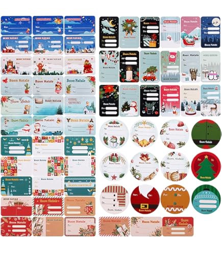 Adesivi Natalizi Per Pacchetti Regalo – 180 Pezzi, 6 Design, Autoadesivi, Impermeabili