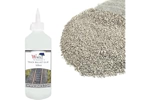 WWS WAR WORLD SCENICS War World Scenics 1kg Ballast & 500ml Glue Kit for Model Rail Tracks – Fine Light Grey