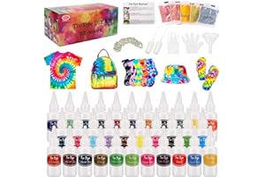 TopDirect Batikfarben Set, 32 Färben Tie Dye Kit, DIY Textilfarbe, Batik Set Waschmaschinenfest von Stoff und Kleidung, Färbemittel Textilien für Kindergeburtstag Bastelset Kinder & Erwachsene