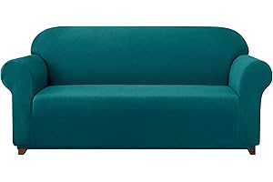 subrtex 1-Piece Stretch Sofa Cover 2-Seaters Spandex Jacquard Fabric Slipcovers for Couch, Armchair, Machine Washable (Loveseat, Teal)