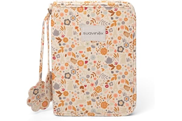 Suavinex, Protège Carnet de Santé Bébé, Pochette Documents, Étui pour Ranger et Organiser, Carnet Maternité, Fermeture Éclair, Résistant à l'Eau, Cadeau Nouveau-né, Poches Intérieures, Coton, Fleurs
