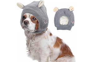 FainFun Hundemütze Winter für Mittelgroßen Hunde, Hunde Mütze, Hund Wintermütze, Einheitsgröße, Hält warm und reduziert Lärm, Wintermütze mit Hund (grau)