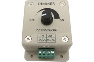 PB-VERSAND Regulador de intensidad LED 12 V CC, regulador de intensidad rotatoria para todas las bombillas LED regulables con enchufe y hembra (regulador de intensidad 8 A)