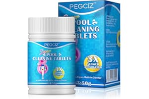 QLIGES Chlorine Tablets for Swimming Pool Pool Cleaning Tablets for Swimming Pool Spa Hot Tub Bathtubs Instant Multifunction Chlorine Tablets 50Pcs