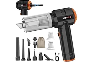 Piwaal Aspirateur à main sans fil 4 en 1 22000 Pa, avec moteur sans balais et buse d'air comprimé 220 000 tr/min, pour poils d'animaux, voiture, maison, bureau, ordinateur, noir