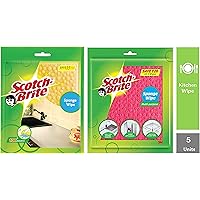 Scotch-Brite Sponge Wipe, Pack of 3 (Color May Vary) & Sponge Wipe (5 Pcs) Combo