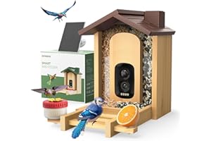 BESSERITE Bird Feeder with Camera Solar Powered, 2K Live Video Green, AI bird feeder, wireless bird feeder camera Natural Bamboo Construction green (brown)