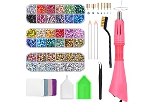 EPESL Bedazzler Kit con Strass, Applicatore di Gemme Fisse Caldo Penna Pittura a Diamante, Penna Cera, Pinzette, Vassoio, Panno Per La Pulizia, 28 Colori Strass Cristalli per Scarpe Fai Da Te Vestiti
