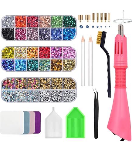 Rayher 15128999 - Scatola 360 Strass Hotfix Colorati 3 Mm In Vetro - 12 Colori Per Stoffa, Legno, Carta - Idee Creative Fai Da Te - 6
