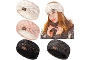 SYHOOD 4 Pieces Women Winter Ear Warmer Headband Fleece Cable Knitted Headbands Soft Head Wrap for Cold Weather (Multicolored)