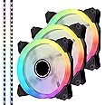 EZDIY-FAB 120mm Addressable RGB LED PWM Fan,with LED Strips, Motherboard Sync,Adjustable Colorful Case Fans with Controller
