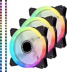 EZDIY-FAB 120mm Addressable RGB LED PWM Fan,with LED Strips, Motherboard Sync,Adjustable Colorful Case Fans with Controller