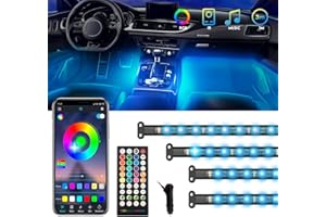 NOVSIGHT Car LED Interior Lights, 72 Lamp Beads 16,000,000 Colors Strip Light Car Accessories with Cigarette Lighter, 12V Car Atmosphere Lights APP Control Lights Dance with Music for Cars Travel