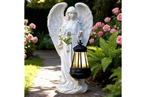HUIKUANGEU Statue da Giardino a Forma di Angelo Custode,Figure da Giardino con Angeli Solari,Decorazione per Esterni,Statua Angelo,per Scultura D'angelo,Giardino,Terrazza,Davanzale