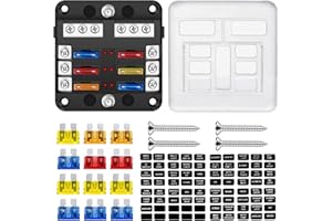Geloo 12V Scatola Porta Fusibili 6 Vie, Portafusibili Auto Bus Negativi Blocco Fusibili a Lama con Indicatore LED e Impermeabile Coperchio di Protezione, per Barca, Camion, SUV, Yacht Camper